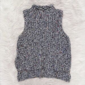 Anthropologie Moth Gray Chunky Knit Rainbow Speckle Sleeveless Pullover Sweater